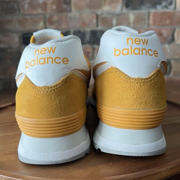 New Balance 574 Yellow White Suede Classic Running Shoes Sneakers Men's 10.5 - Picture 10 of 16